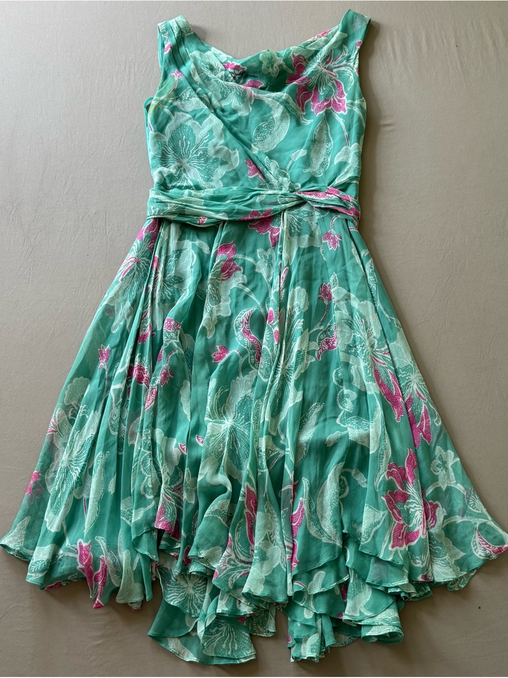 Anthropologie Odille Sleeveless Silk Hibiscus Summer Dress